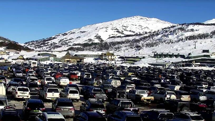 Perisher carpark on Monday. Picture: Live Traffic NSW