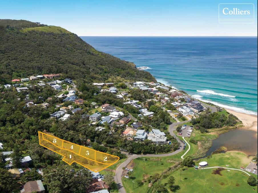 An outline of the five blocks on offer at 10 Hillside Crescent, Stanwell Park. Picture: Supplied 