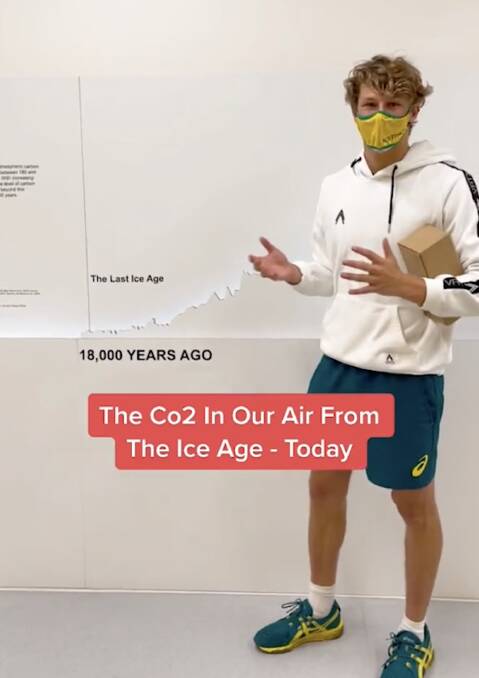 Australian Olympian Sam Fricker (pictured) explained the recent increasing concentration of CO2 in the atmosphere in a TikTok video. 