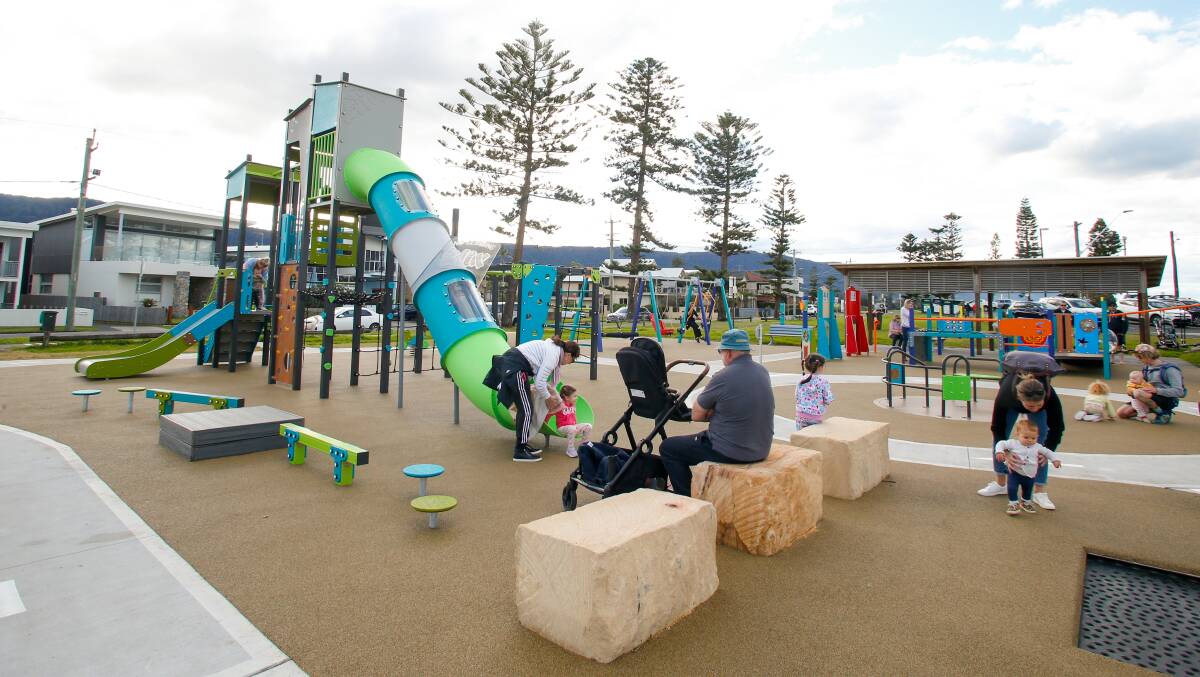 Playing up: A new playground at Bulli Beach Reserve opened last week following an extensive upgrade. Picture: Anna Warr 