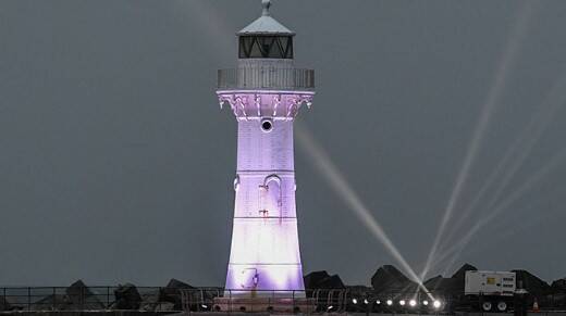 All lit-up: The iconic Wollongong Harbour Lighthouse will be illuminated each night as part of Lighthouse Projections. 