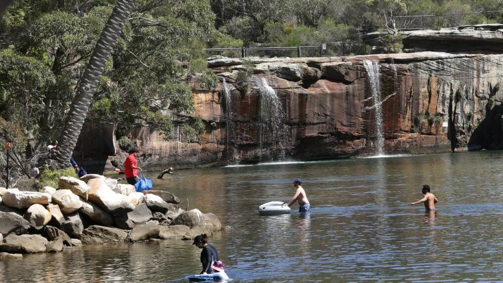Calm lagoon: Wattamolla lagoon and falls is popular with families. Picture: John Veage 