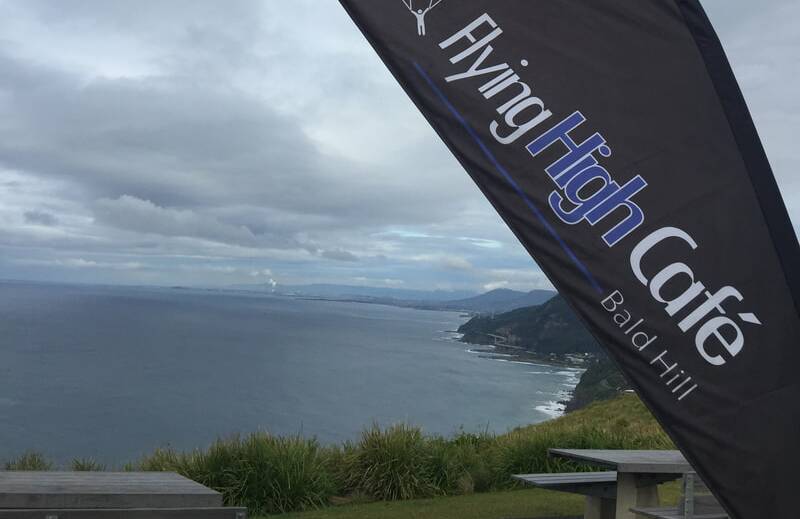 Way up high: Enjoy your fish and chips with a million dollar view at the top of Bald Hill. Picture: Flying High Cafe