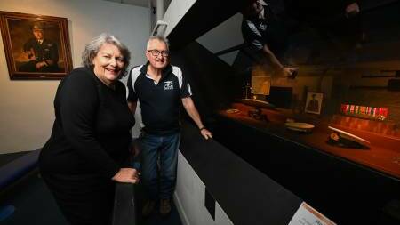HISTORY: Greater Hume Councillor Heather Wilton with Holbrook Submarine Museum curator Morrie Jeppensen welcomed the lease renewal. Picture: Mark Jesser