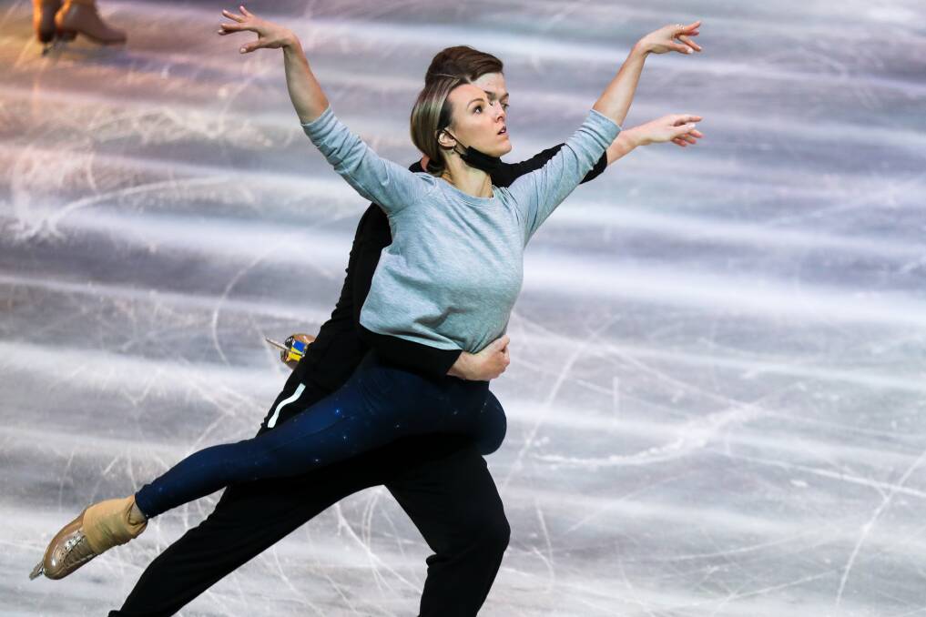 Jessica Hatfield and Dmitry Dun performers during rehearsals of the Disney on Ice show at the Wollongong Entertainment Centre. Photo: Adam McLean