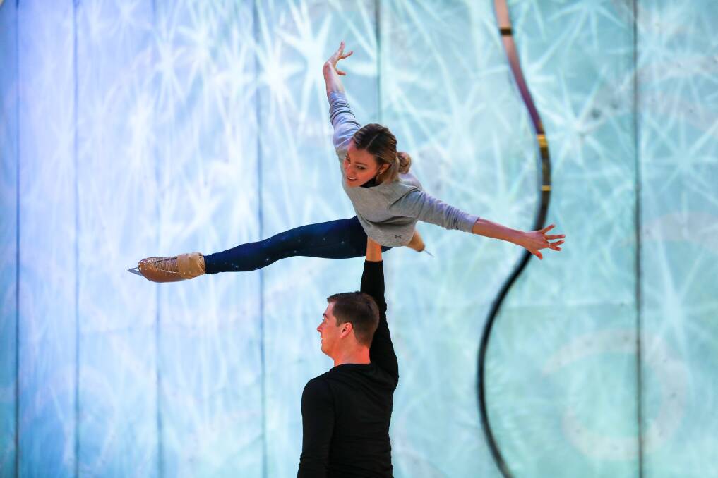 Jessica Hatfield and Dmitry Dun performers during rehearsals of the Disney on Ice show at the Wollongong Entertainment Centre. Pictures: Adam McLean