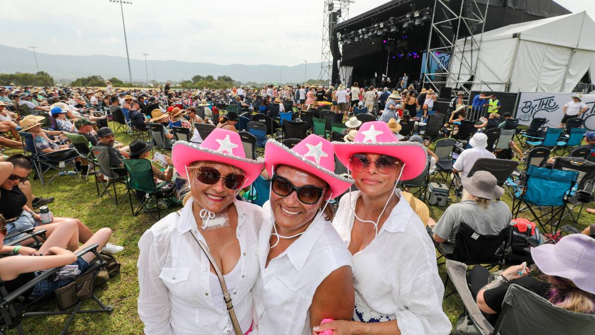 Glynis McComasky, Tracey Robert and Leigh Hatch at the By the C festival at Thomas Dalton Park in Fairy Meadow. Picture by Adam McLean