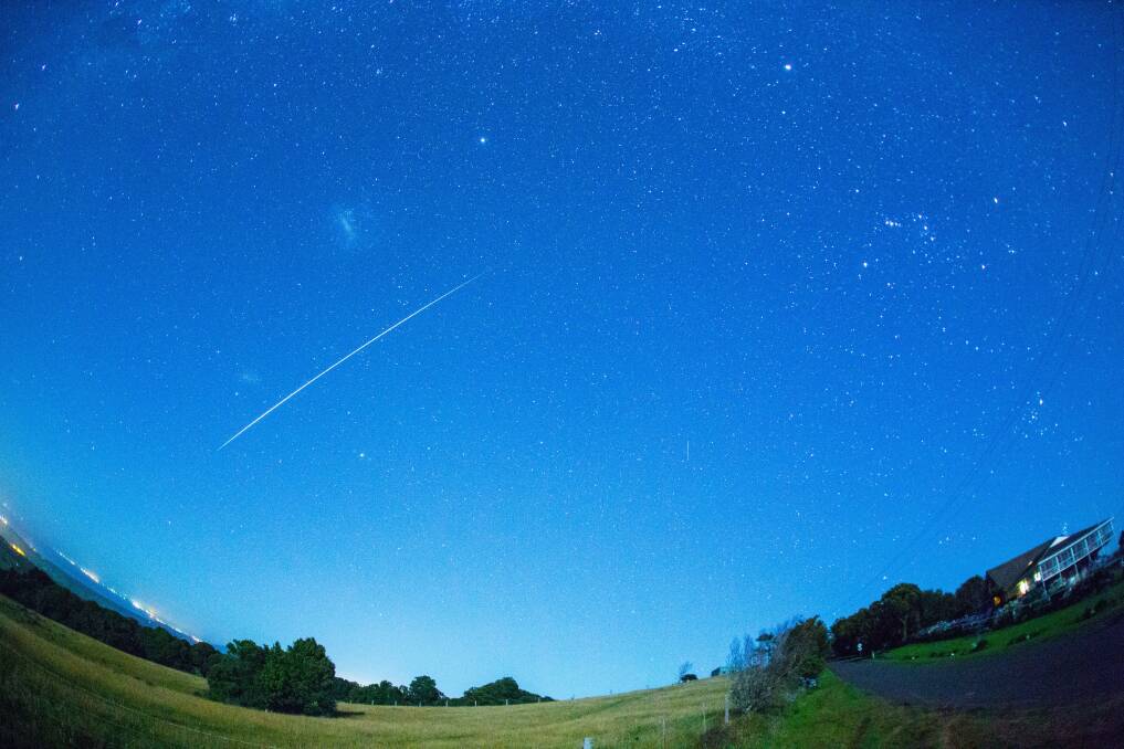 The Geminid meteor shower that usually occurs in December. Picture taken at Saddleback Mountain, near Kiama. Picture: David Finlay 