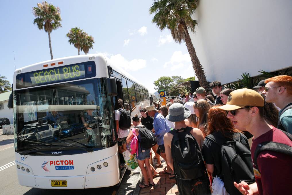 Wollondilly's beach bus arriving at North Wollongong. The bus operates on Tuesdays in January. Picture by Adam McLean. 