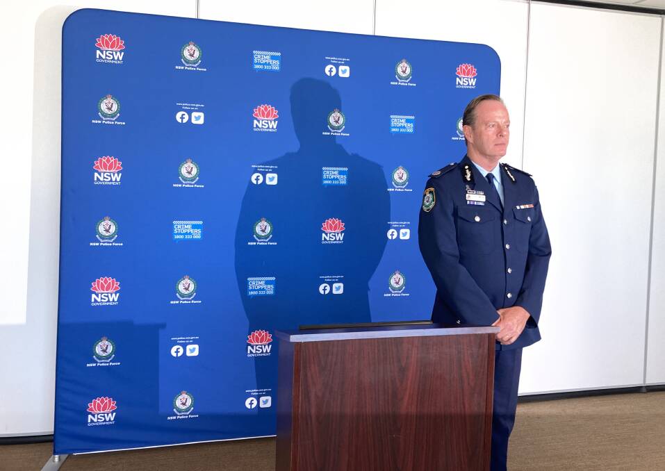 NSW Police Assistant Commissioner Peter Cotter announced the Raptor South task force in Wollongong on Monday. Picture by Rosie Bensley.