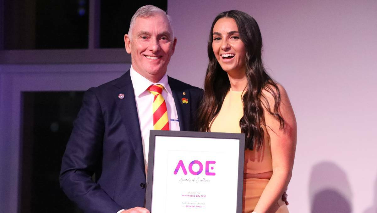 Shannon Fox received the award as the NSW Surf Lifesaver of the Year in August. Picture by Surf Life Saving NSW