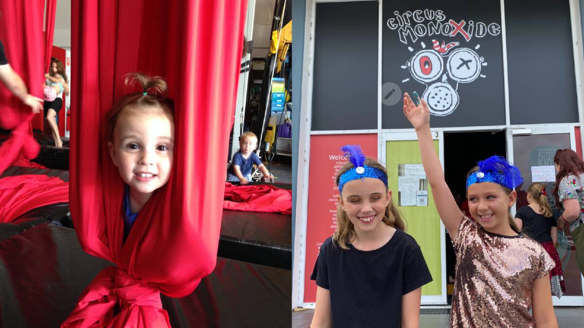 From then to now - Circus Monoxide has been bringing Gwen Smith joy since she was in kindy (left). The now 11-year-old (pictured right with Amber Hurry) is devastated the school will close. Pictures supplied.