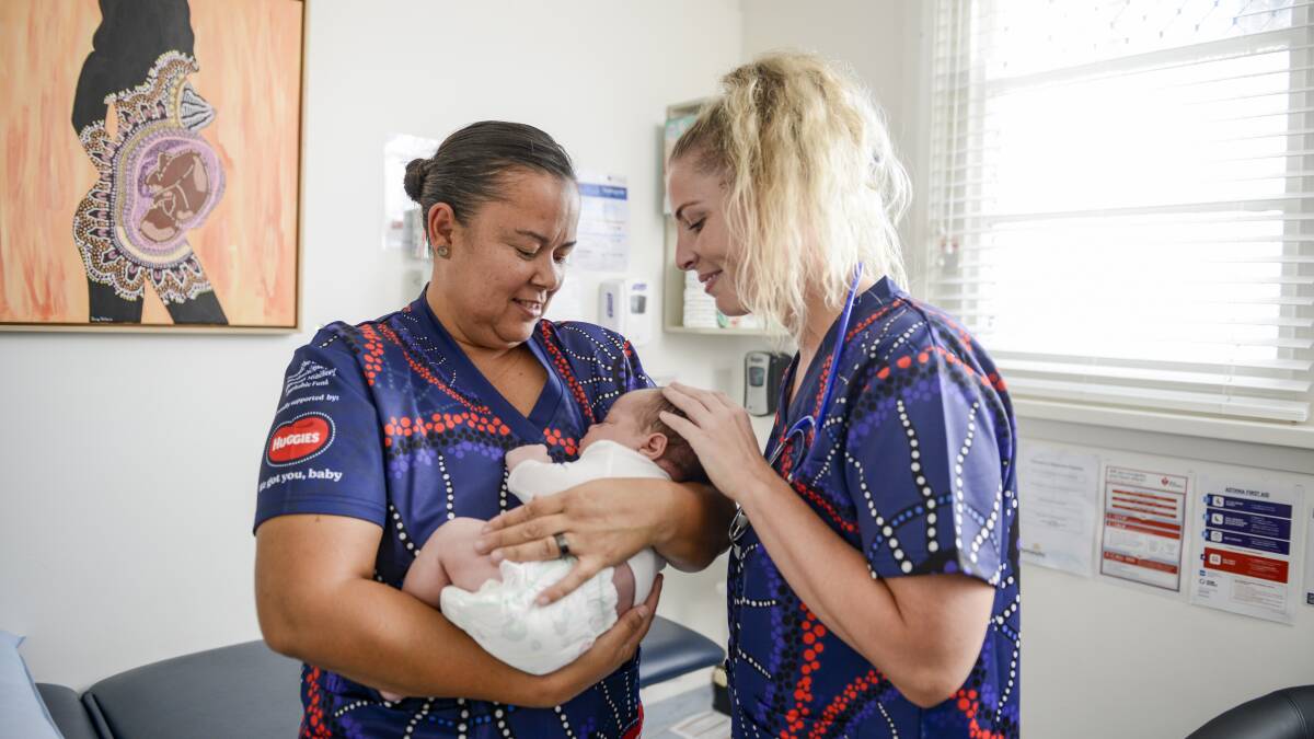 SISTER SCRUBS: First Nations midwives Mel Briggs (of Nowra) and Kady Colman are the faces of the Sister Scrubs campaign. Picture: supplied.