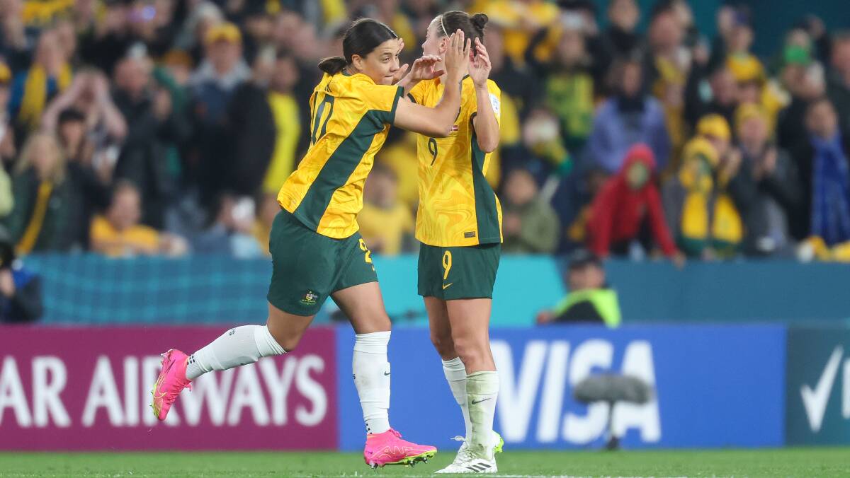 An excited Sam Kerr bolted onto the pitch in the 80th minute. Adam McLean