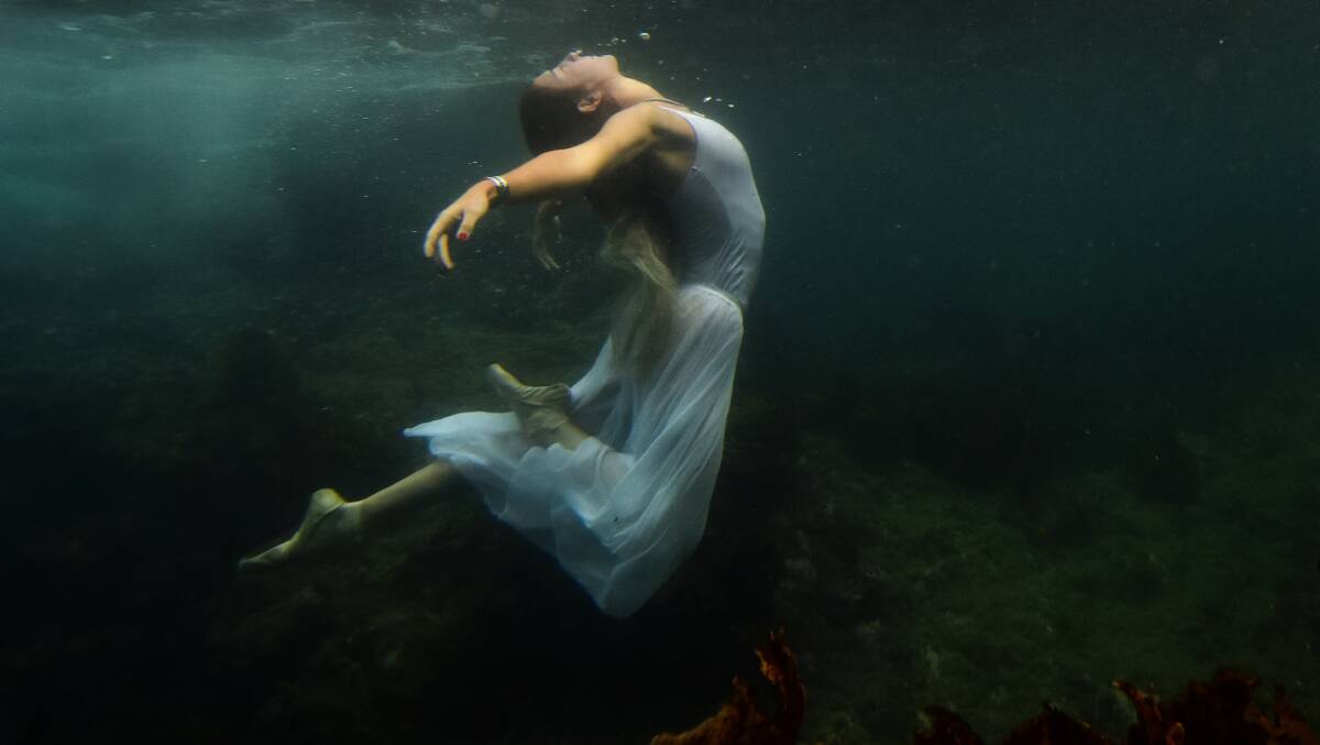 Charlotte Clough in an underwater dance. 