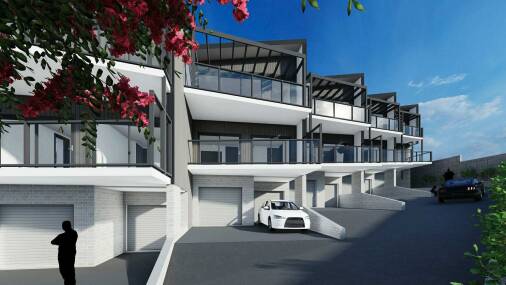 Each of the five apartments proposed at 3 Noorooma Crescent would have garaging for two cars. Image courtesy of Kasparek Architects