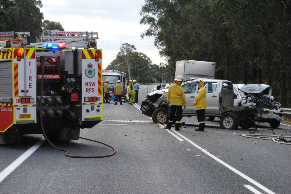 Cars smashed in multi vehical accident south of Nowra. Picture: Damian McGill. 