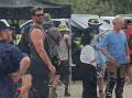 A smiling Chris Hemsworth endured the gruelling Northern Territory heat on the set of his latest show which was filmed in Katherine.
