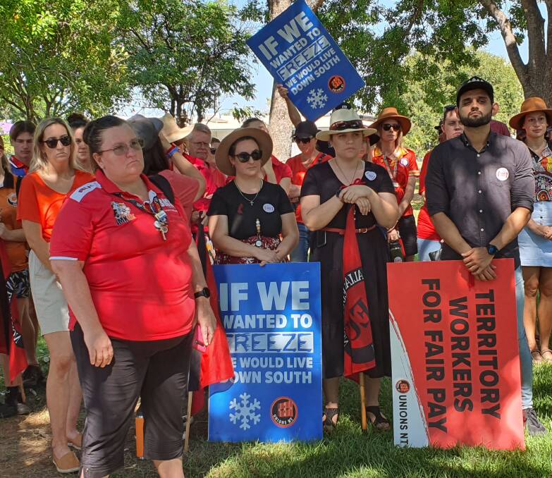 Educators in Katherine put their pens down on and went on strike. 