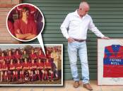 David Cole holds his brother Paul's (inset) Wests Figtree jersey from 1988. The well-known football identity recently lost his battle with cancer. Main picture by Adam McLean, inset by Rob Noakes