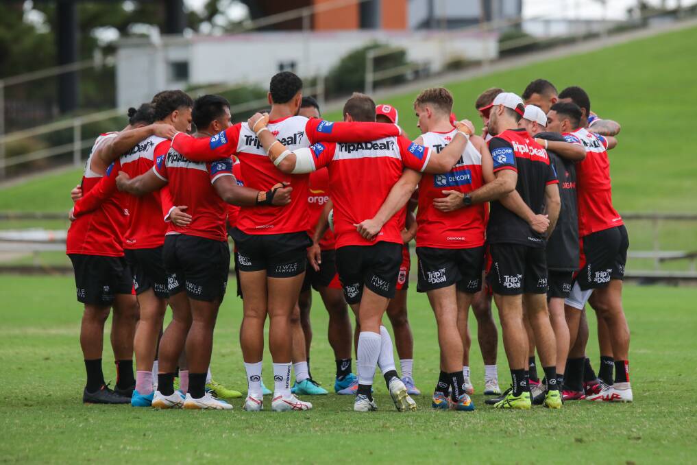 The Dragons training in Wollongong ahead of this weekend's Sharks clash. Picture by Wesley Lonergan