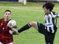 Tetsunari Nishimura (right) was on fire as Port Kembla downed Cringila 4-1 in round 12 action of the Illawarra Premier League. Picture by Adam McLean