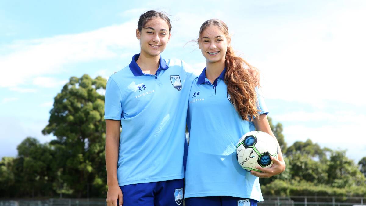 A couple of future Matildas in the making, Jynaya (left) and Indiana Dos Santos. Picture by Sylvia Liber