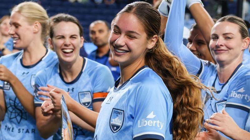 Indiana Dos Santos after winning the A-League Women's grand final with Sydney FC. Picture by David Gray/AAP Photos