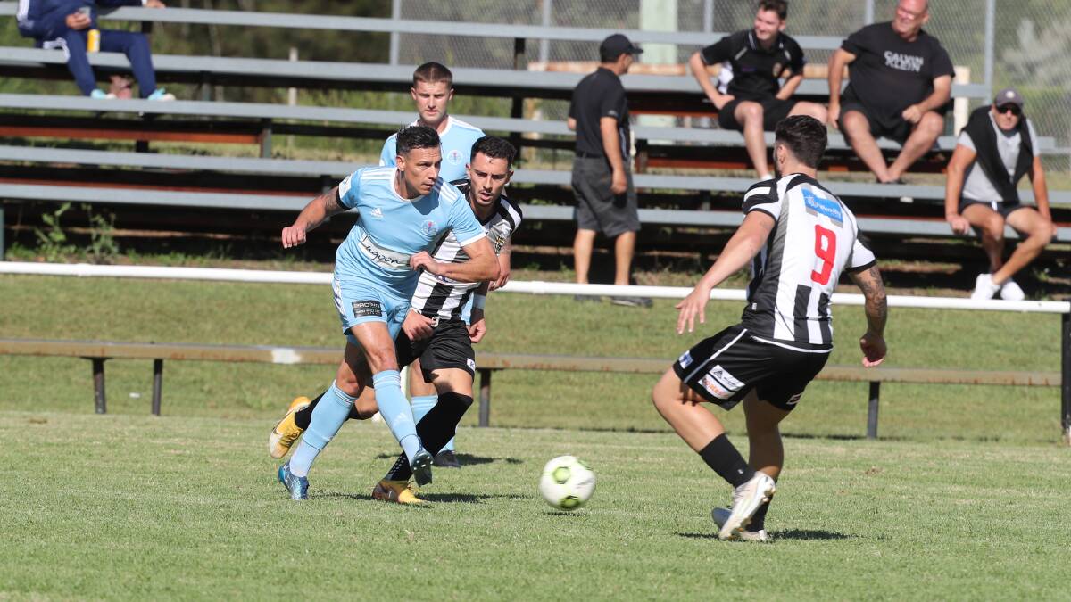 Tynan Diaz during Olympic's 3-0 loss to Port Kembla on Saturday, the side's first of the campaign. Picture by Robert Peet