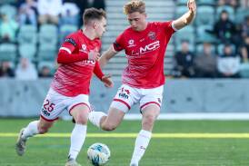 Jake Trew has come in leaps and bounds for Wollongong Wolves alongside his captain in Lachlan Scott. Picture by Adam McLean