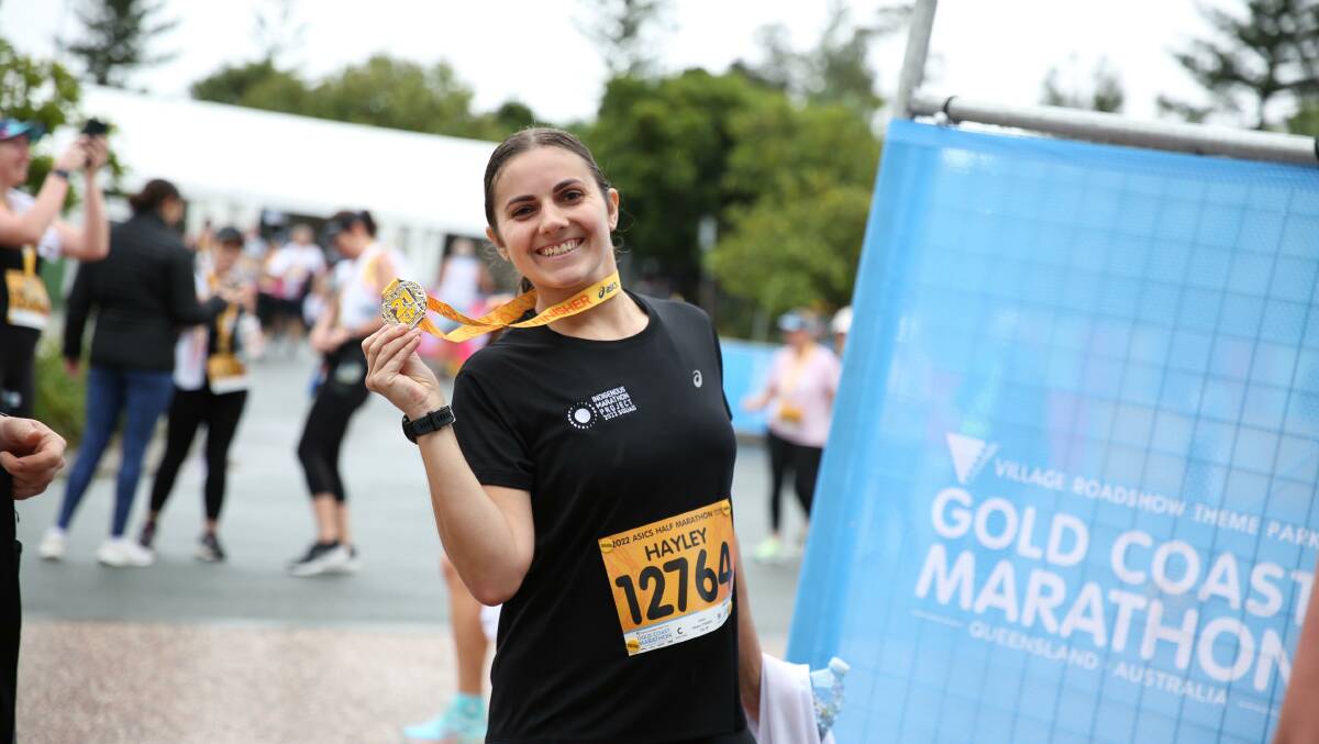 Hayley Pymont completes the Gold Coast half Marathon. 