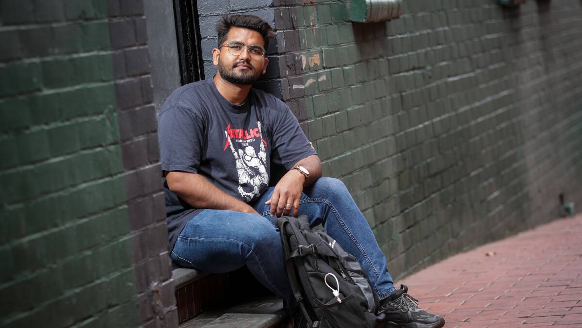UOW student Chandan Saini on a mission to find a rental. Picture by Adam McLean