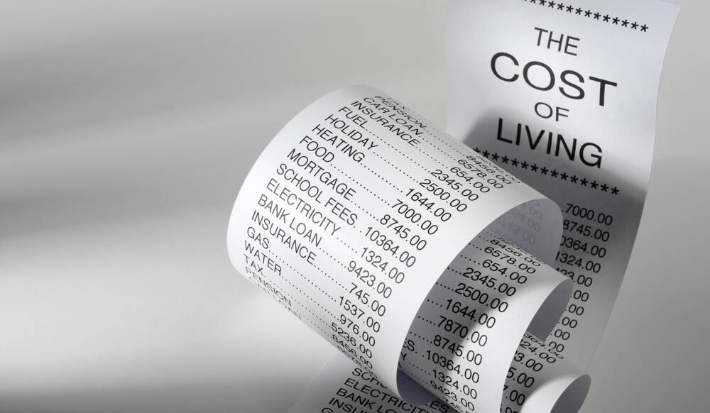 Cost of living prices on a receipt. Picture by Shutterstock.