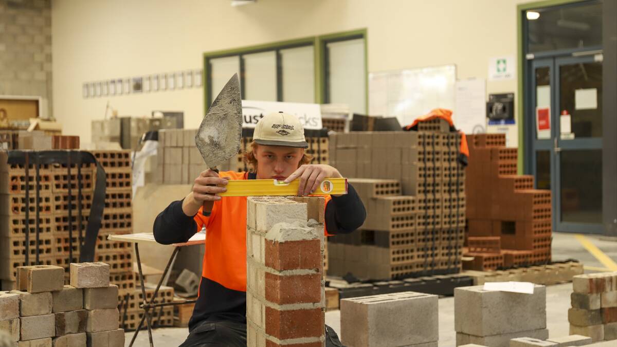 Ethan Everett competed in the bricklaying competition at WorldSkills national finals. Picture supplied by TAFE NSW