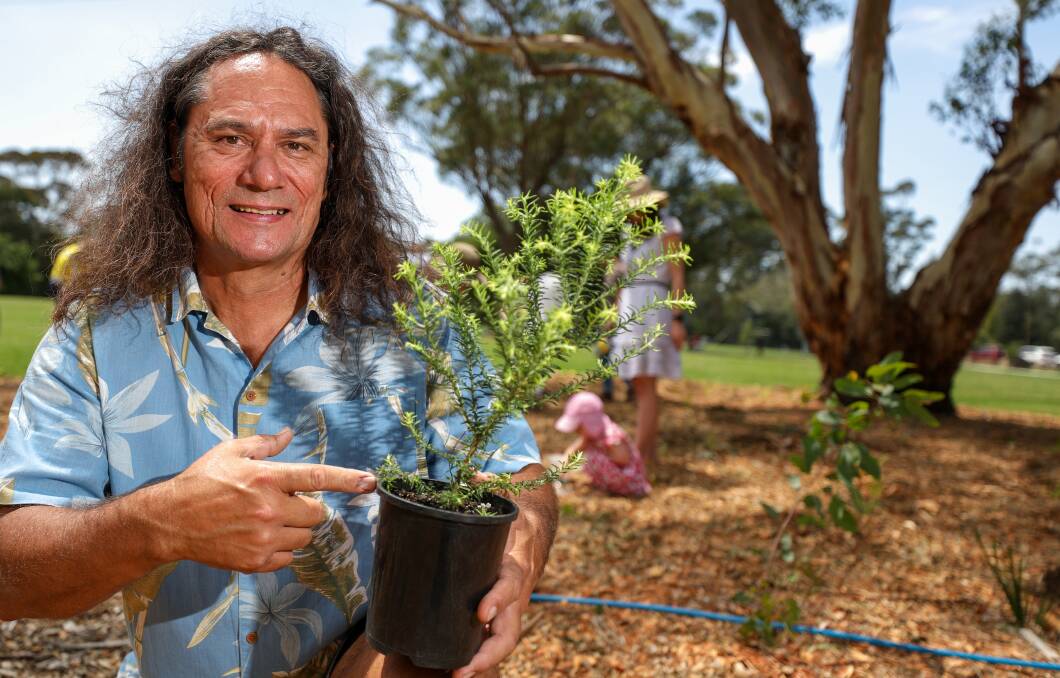 Gardening Australia presenter Clarence Slockee at William Beach Reserve in Brownsville for the announcement of the local Poem Forest competition winners. 
