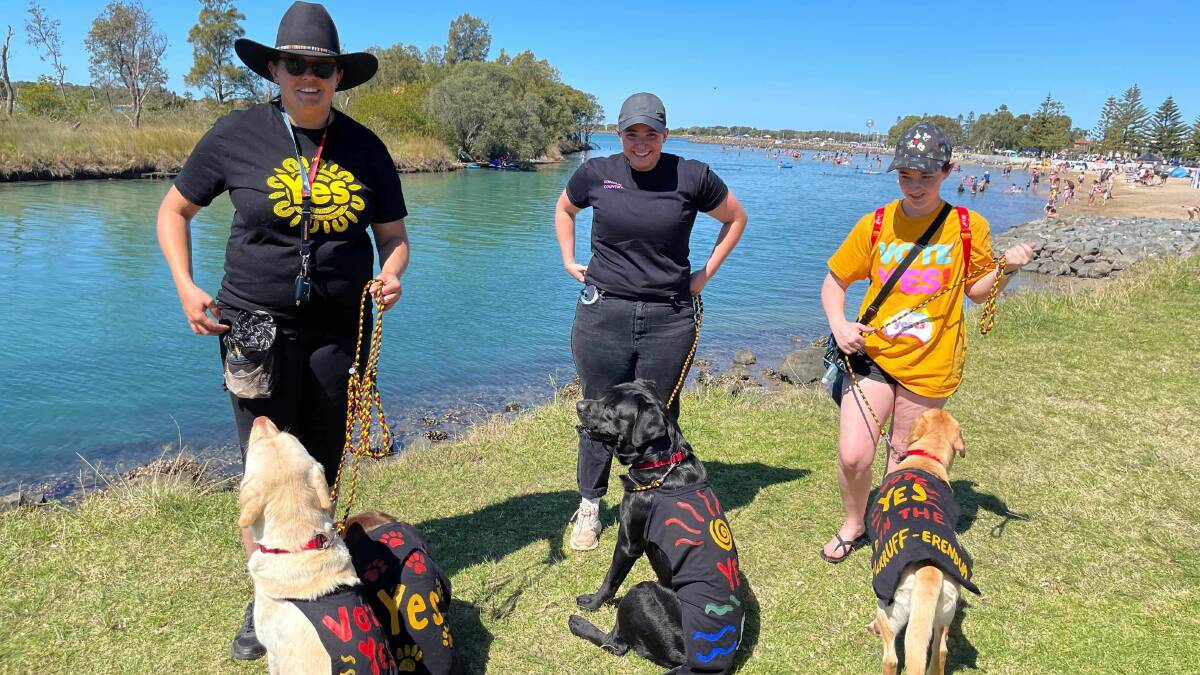 Billie Claove (centre) marched at Reddall Reserve with friends and four labradors on Sunday, September 17. Picture supplied by Donna Rout
