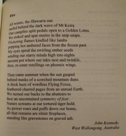 John Kennedy's poem Fire has been selected for a time capsule to be sent to the moon in late-2024. Picture supplied 