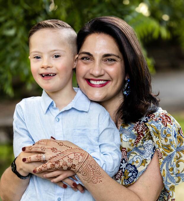 Stephanie and six-year-old Lincoln Rodden, founders of Celebrate T21. Picture by Bobby Kidd Photography.