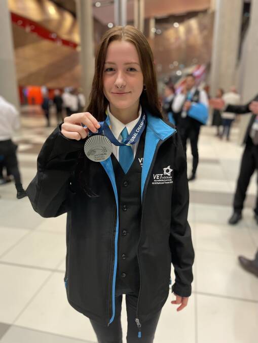 Emily Speirs, a year 12 student from Dapto High School won silver in the hospitality food and beverage competition. Picture by Krisharna Leighton