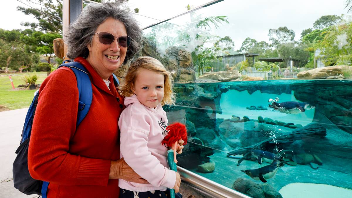 Austinmer woman Elizabeth McCoy with her three-and-a-half-year-old granddaughter Lexi at Symbio Wildlife Park. Picture by Anna Warr
