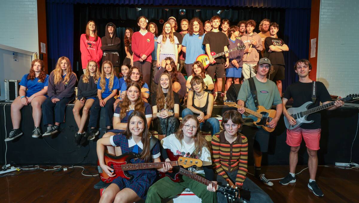 Bulli High School students at a rehearsal after school on November 28, 2023 ahead of their '80s concert. Picture by Adam McLean
