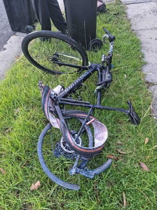 The man's bike was dragged 100 metres by the car. Picture by Victoria Police. 