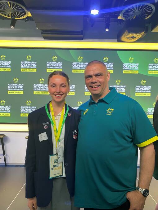 Parri Barrele and Olympian Kyle Vander-Kuyp at the 2023 Olympic Change-Maker National Forum. Picture supplied