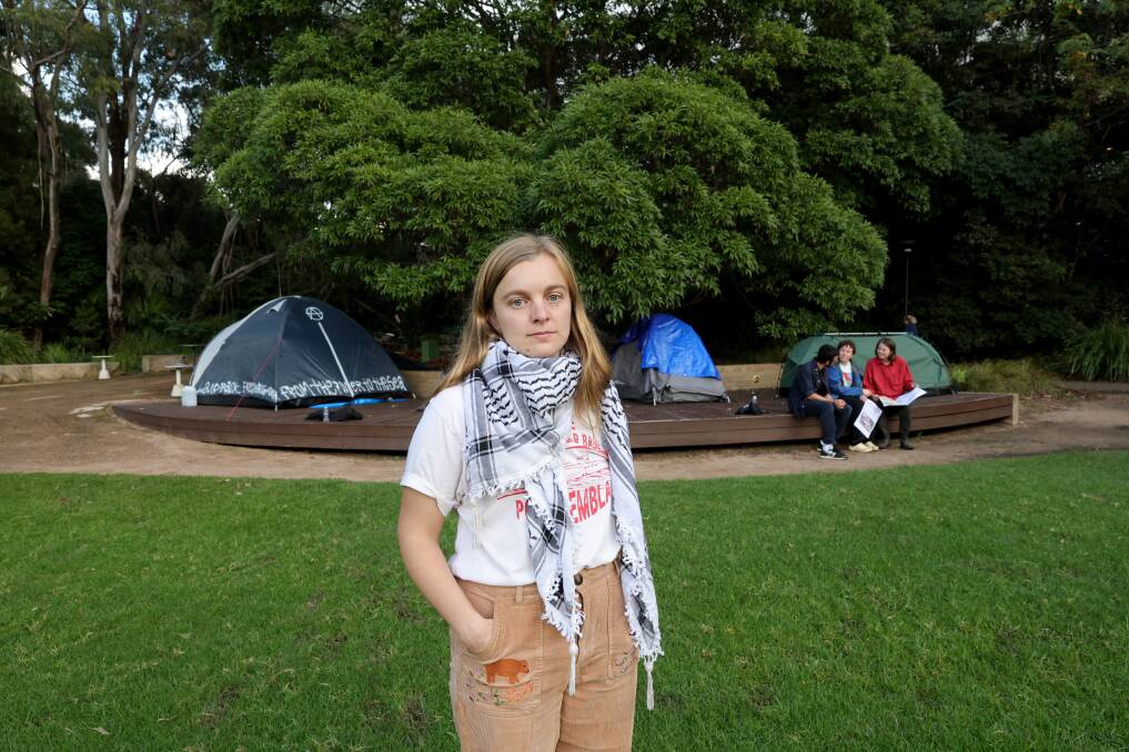 Megan Guy at the Gaza Solidarity Encampment. Picture by Sylvia Liber