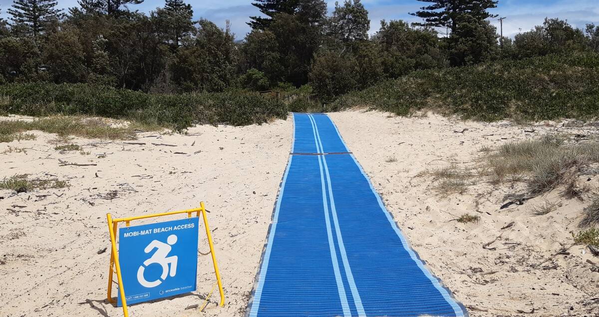 A mobility mat at Tuross Head Main Beach. Picture Facebook