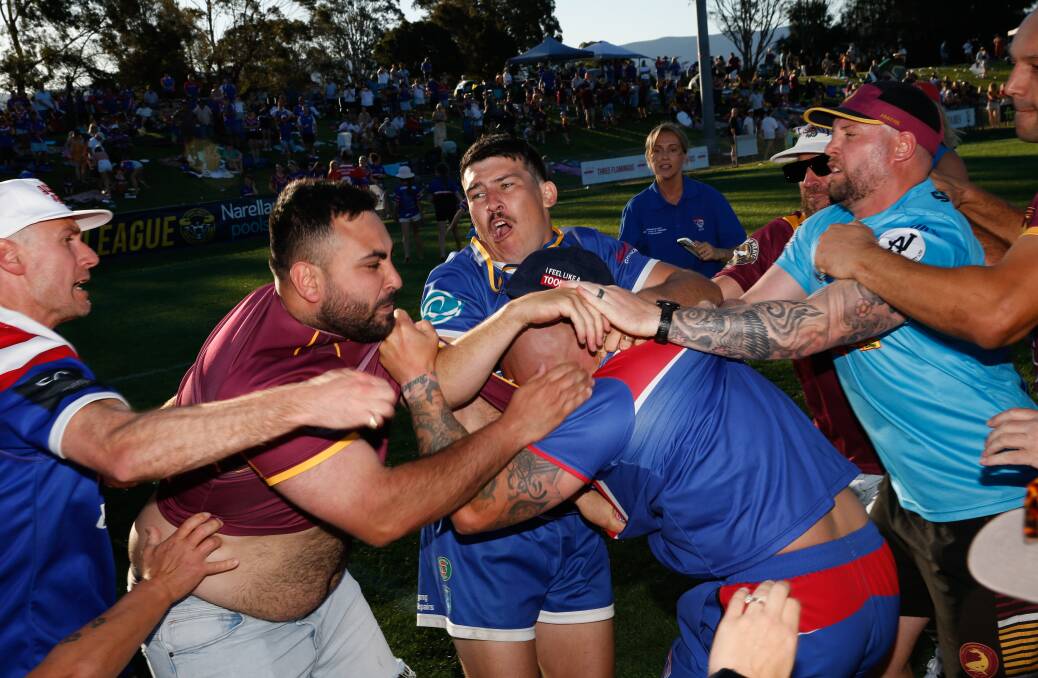 September 17. A fight breaks out between players after the Group Seven rugby league grand final between Gerringong Lions and Shellharbour Sharks at the Croome Sporting Complex.