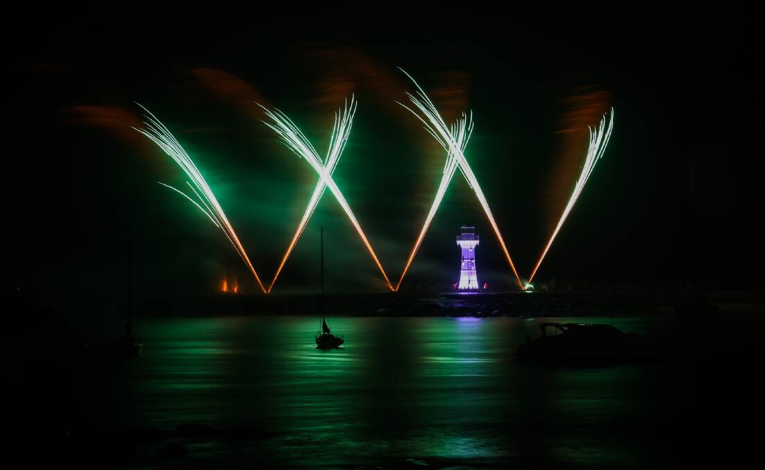 January 26. Fireworks light up the sky at Wollongong Harbour on Australia Day.