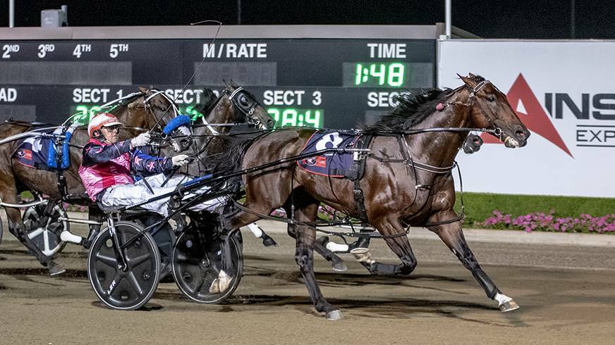Action: Racing gets underway at Menangle on Tuesday at 1.11pm. Picture: HRNSW.