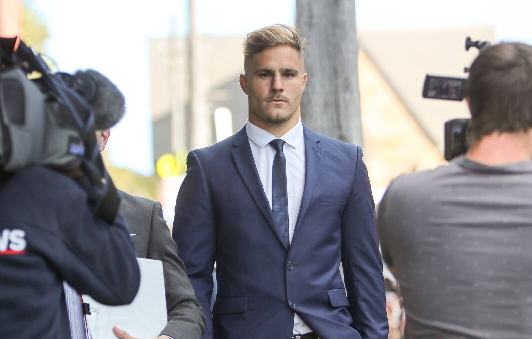 Dragons player Jack de Belin outside Wollongong Local Court on Wednesday. Picture: Adam McLean