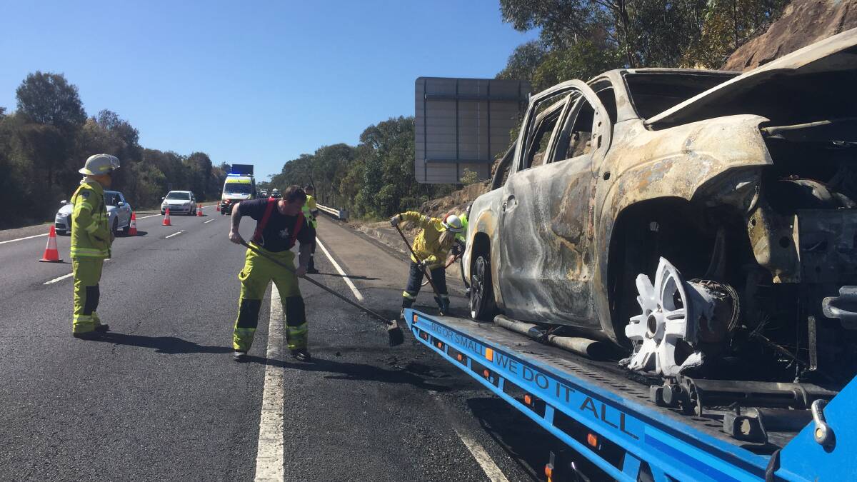 Traffic was heavy on the M1 Princes Motorway on Wednesday after a ute fire. Picture: Robert Peet